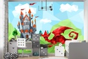 Red Dragon & Castle Wall Mural Wallpaper