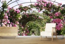 Pink Rose Garden Flowers Wall Mural Wallpaper