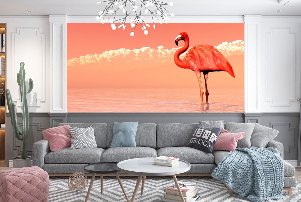 Pink Flamingo Wall Mural Wallpaper