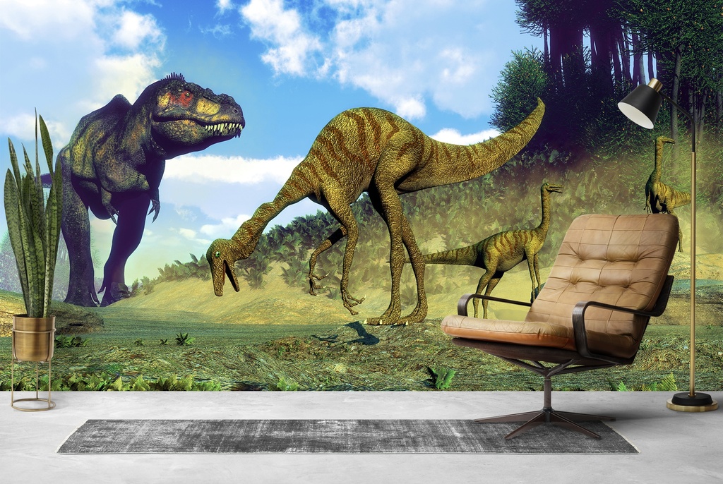 Hunting T-Rex Dinosaur Wall Mural Wallpaper