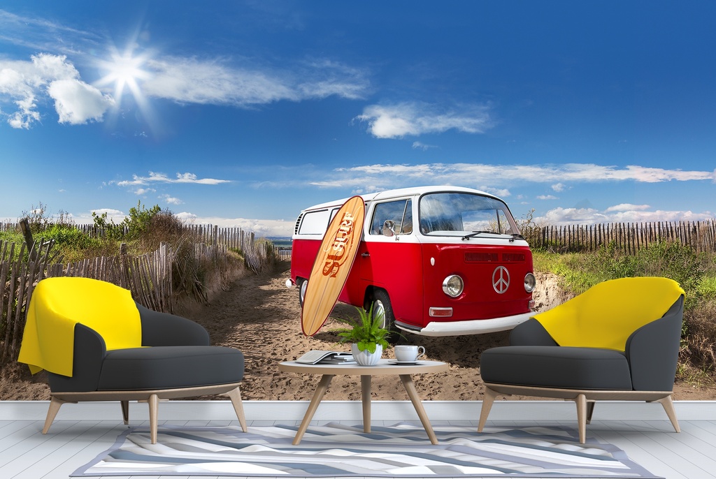 Beach VW Campervan Wall Mural Wallpaper