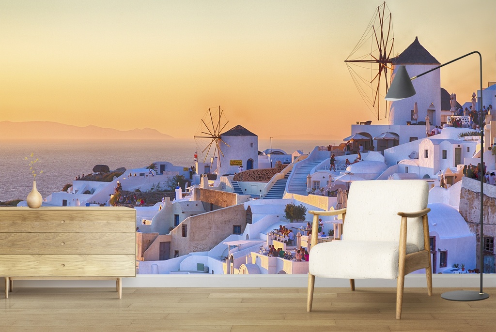 Santorini Greece Sunset Wall Mural Wallpaper