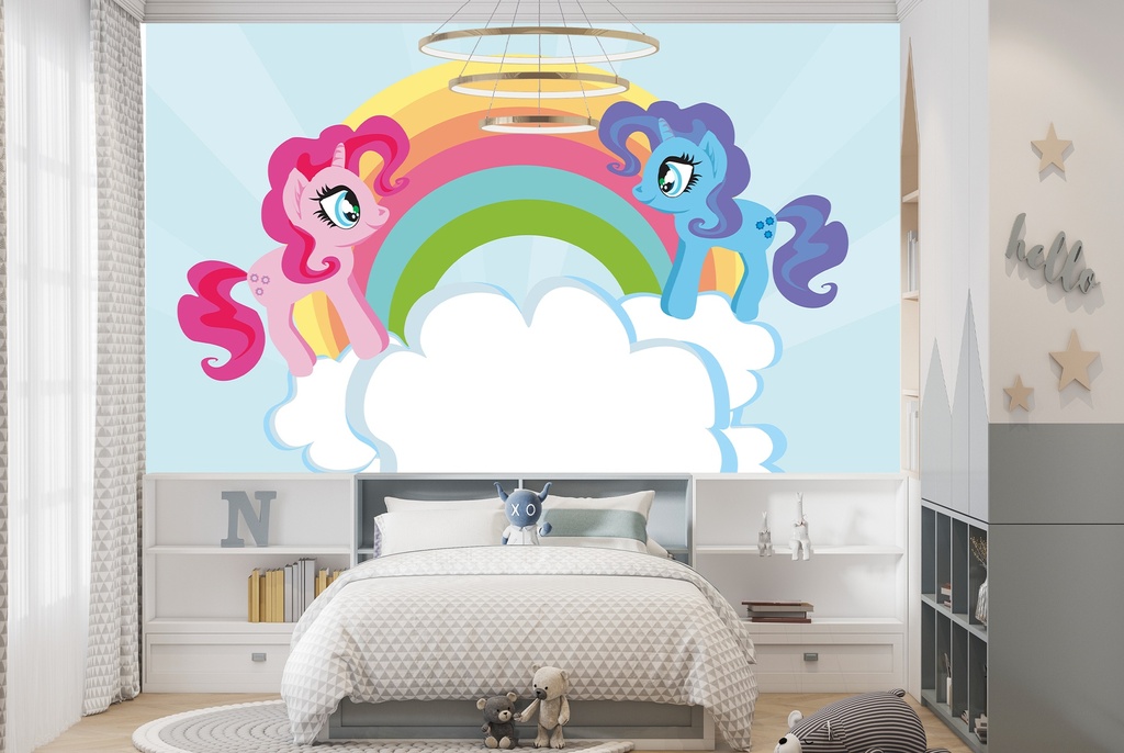 Cloud & Rainbow Unicorns Wall Mural Wallpaper