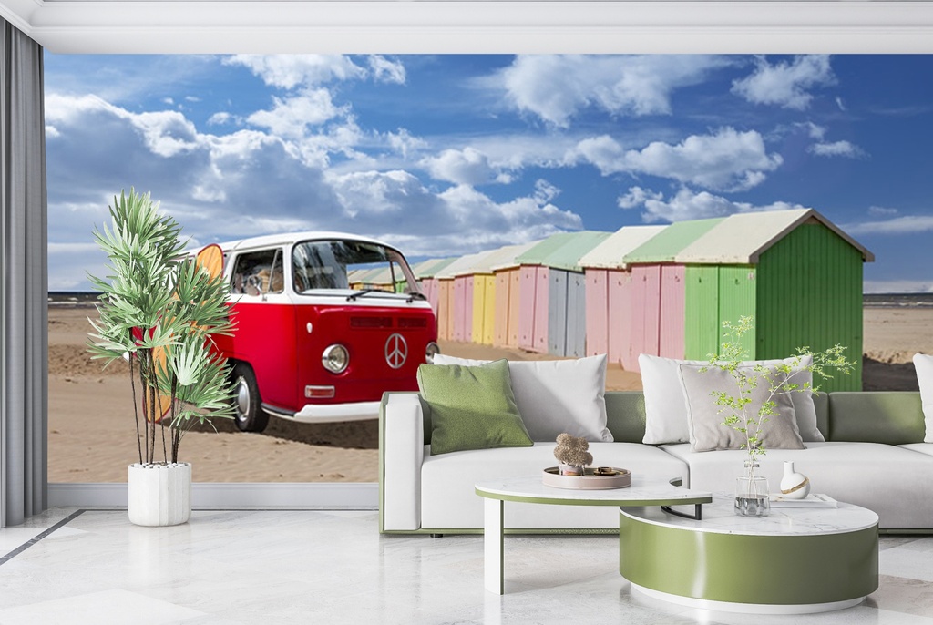 VW Campervan Beach Wall Mural Wallpaper