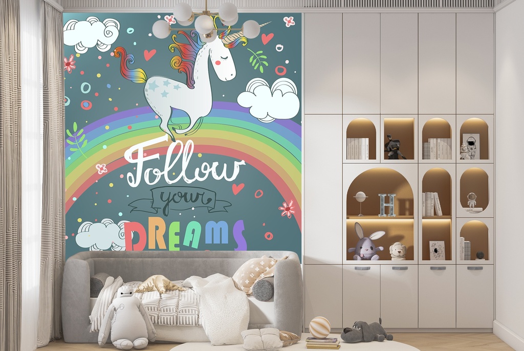 Follow Your Dreams Unicorn Wall Mural Wallpaper
