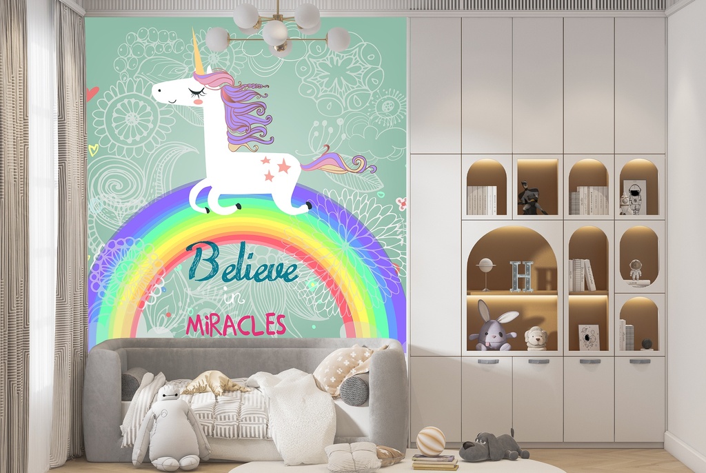 Believe In Miracles Unicorn Wall Mural Wallpaper