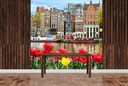 Canal Tulips Amsterdam Wall Mural Wallpaper