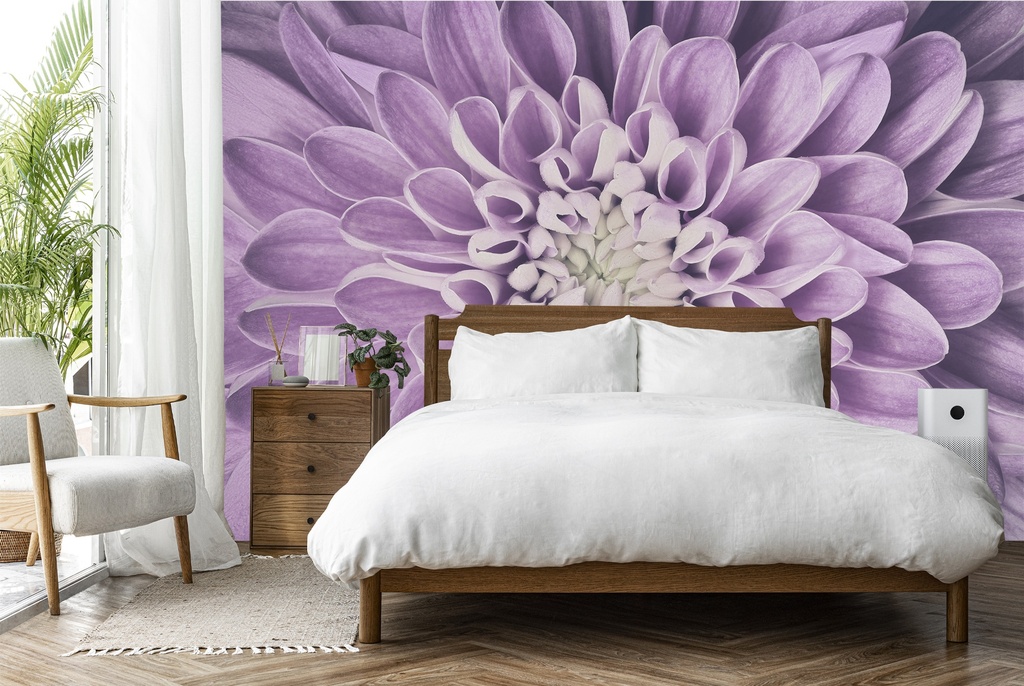 Purple Dahlia Flower Art Wall Mural Wallpaper