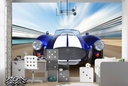 Classic Blue Sports Car Wall Mural Wallpaper