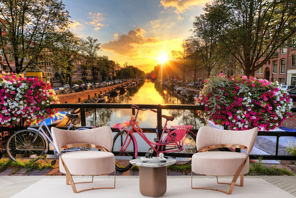 Canal Bicycle Amsterdam Wall Mural Wallpaper