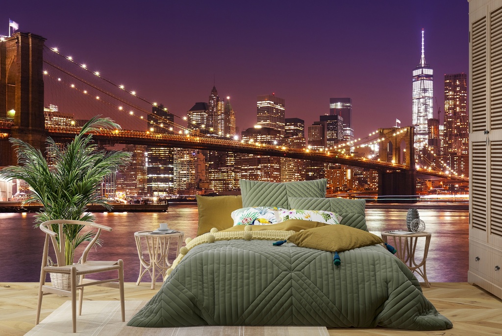 Brooklyn Bridge at Night New York Wall Mural Wallpaper