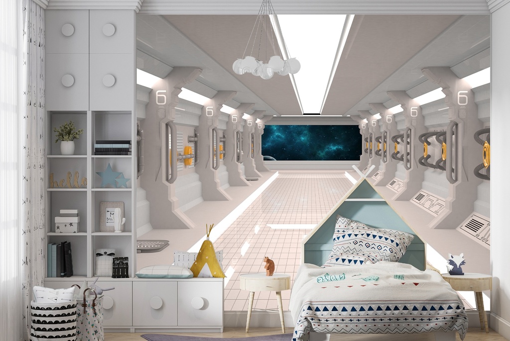 Futuristic Spaceship Wall Mural Wallpaper