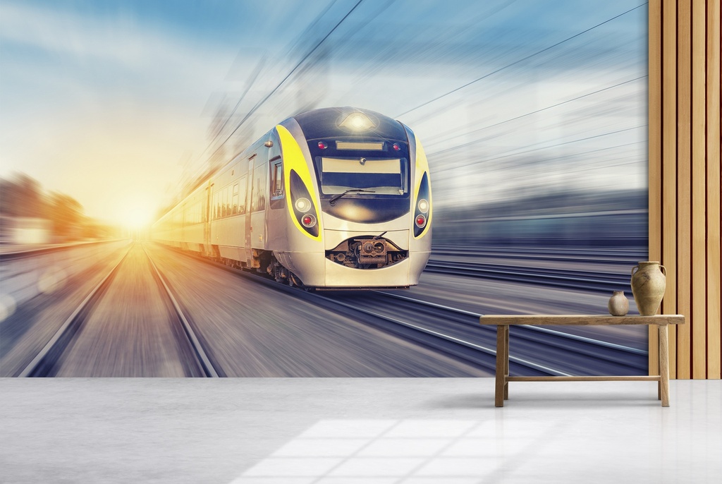 High Speed Railway Train Wall Mural Wallpaper