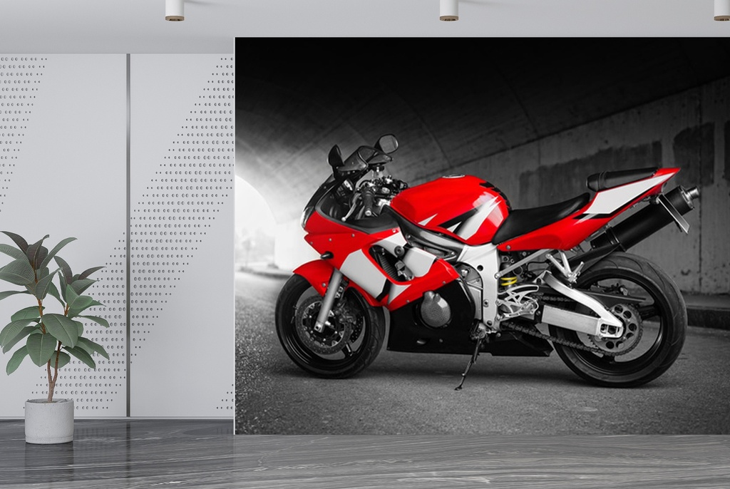 Red Motorbike Wall Mural Wallpaper