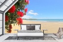 Red Flowers New Zealand Beach Wall Mural Wallpaper