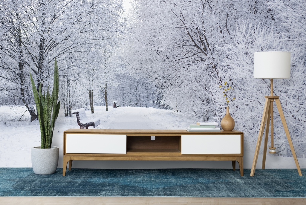 Winter Trees White Forest Wall Mural Wallpaper