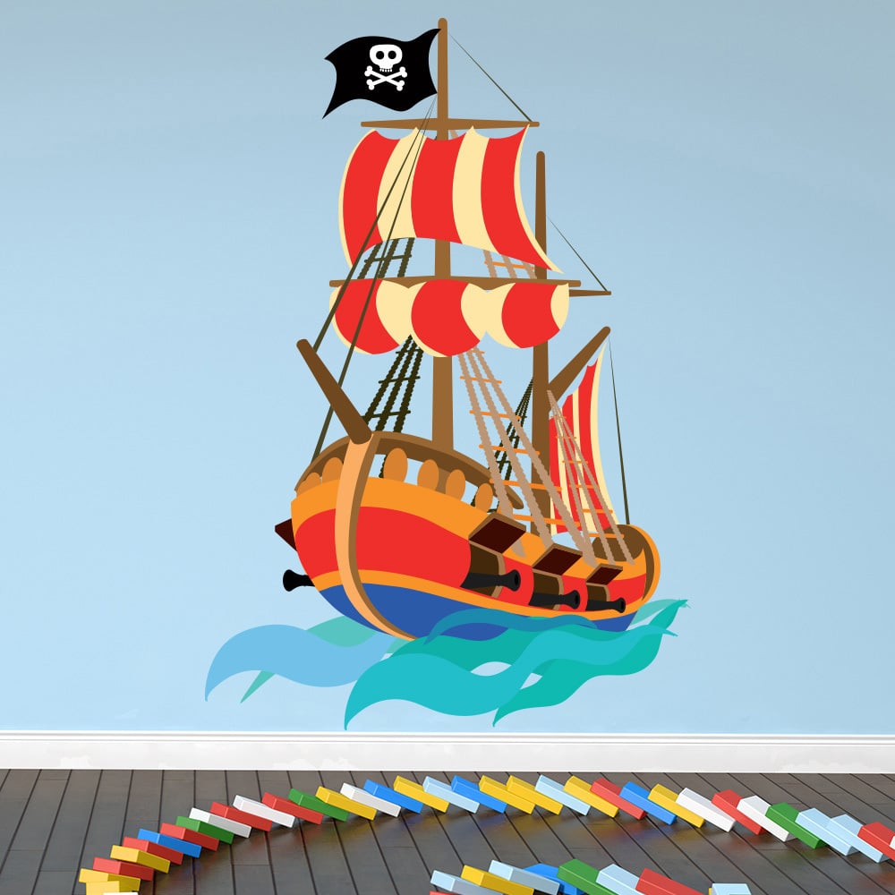 Red Pirate Ship Wall Sticker | Icon Wall Stickers