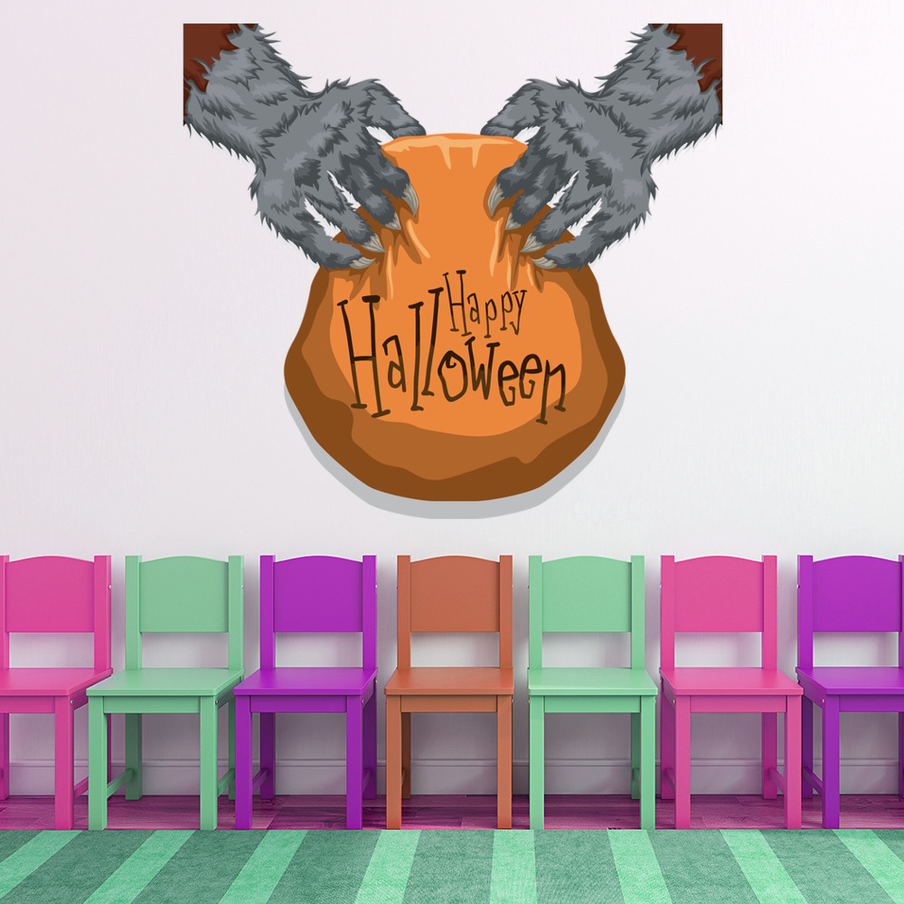 Happy Halloween Monster Claws Wall Sticker