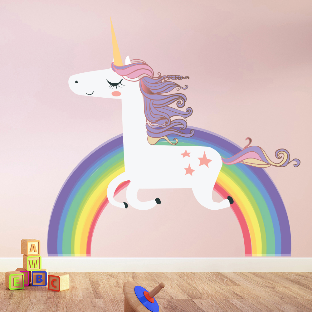 Unicorn On Rainbow Wall Sticker - Mod2