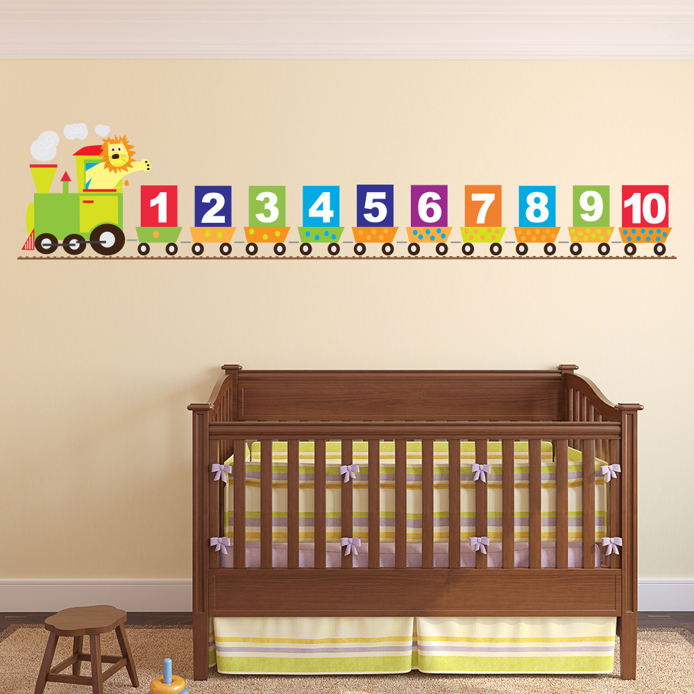 Lion Number Train Nursery Wall Sticker