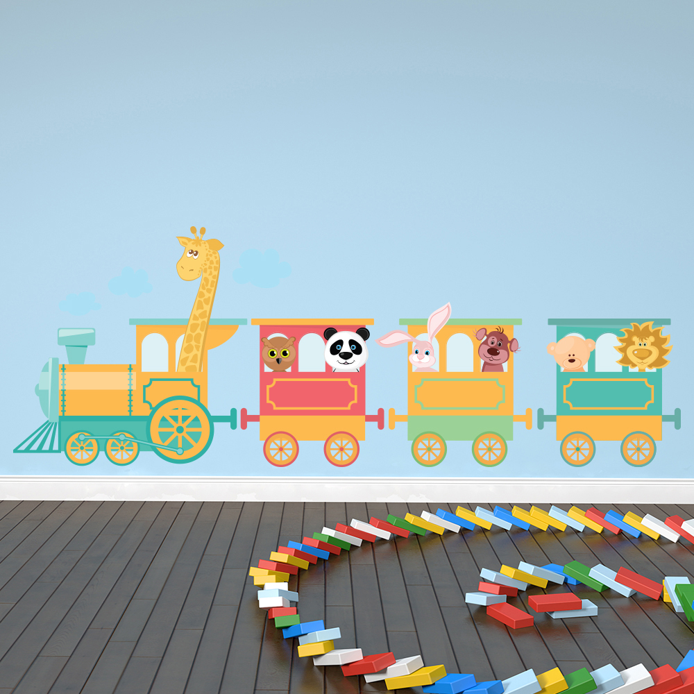 Animal Safari Train Nursery Wall Sticker