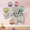Elephant & Owls Nursery Wall Sticker