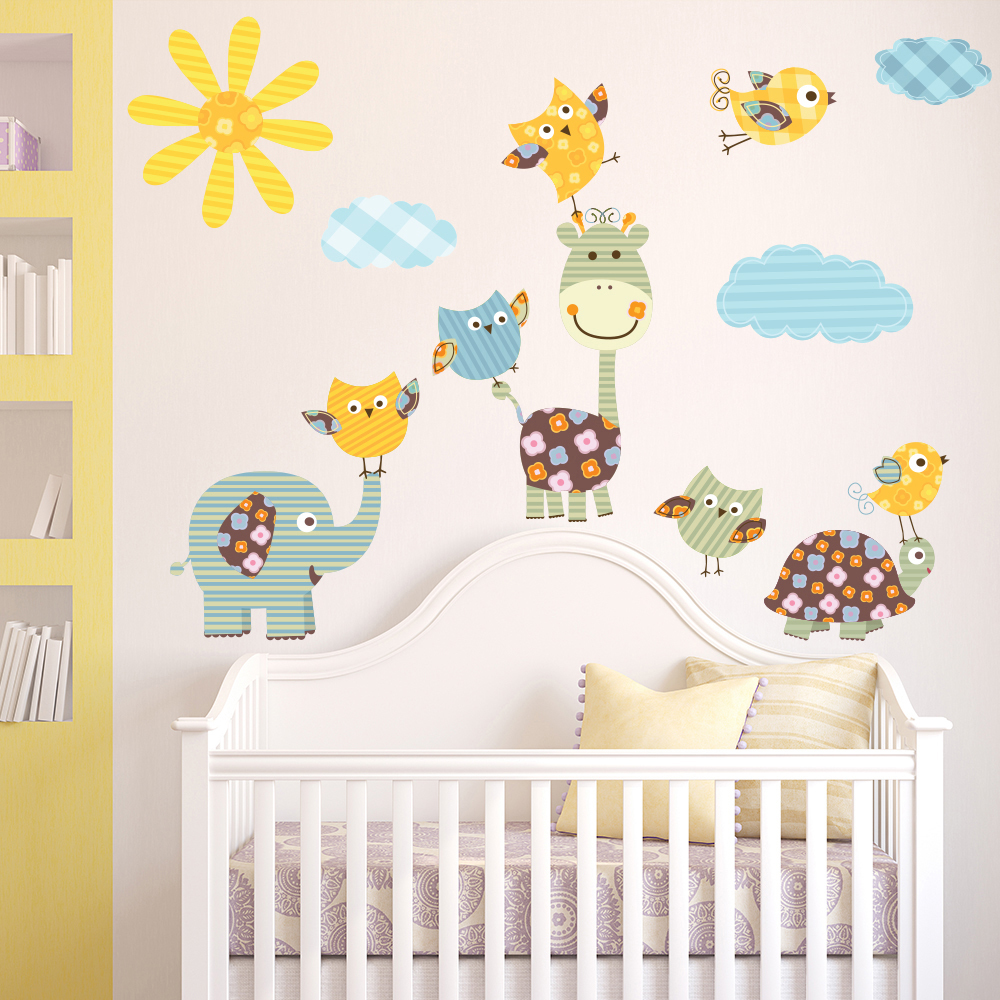 Patchwork Animals Nursery Wall Sticker Set