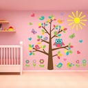 Owl Tree & Butterflies Wall Sticker Scene