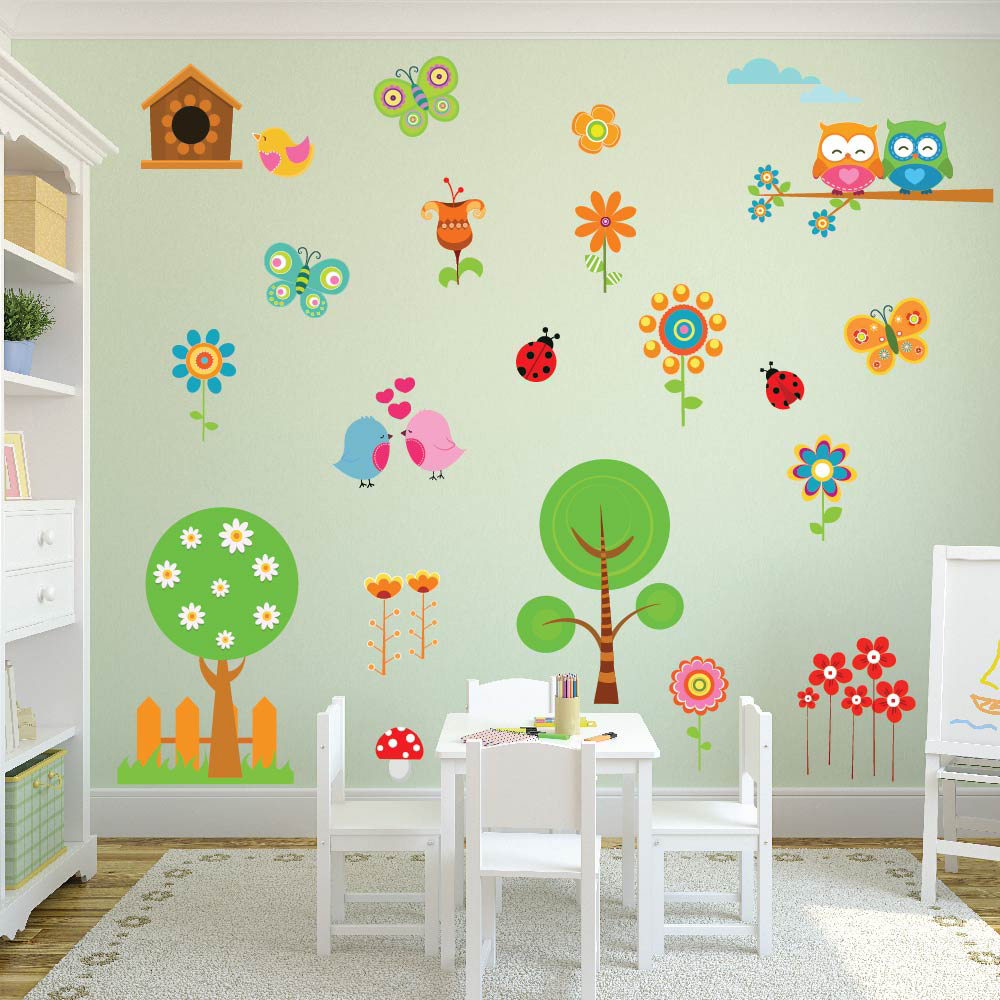 Owl Garden Nursery Wall Sticker Scene
