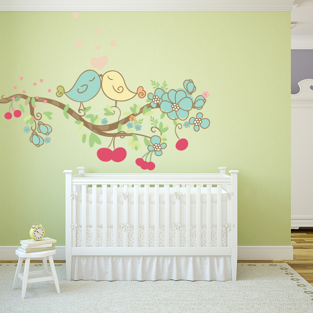 Birds On Cherry Blossom Nursery Wall Sticker