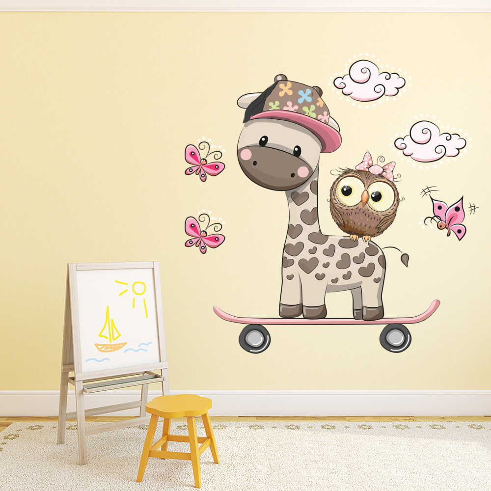 Cute Giraffe & Owl Wall Sticker