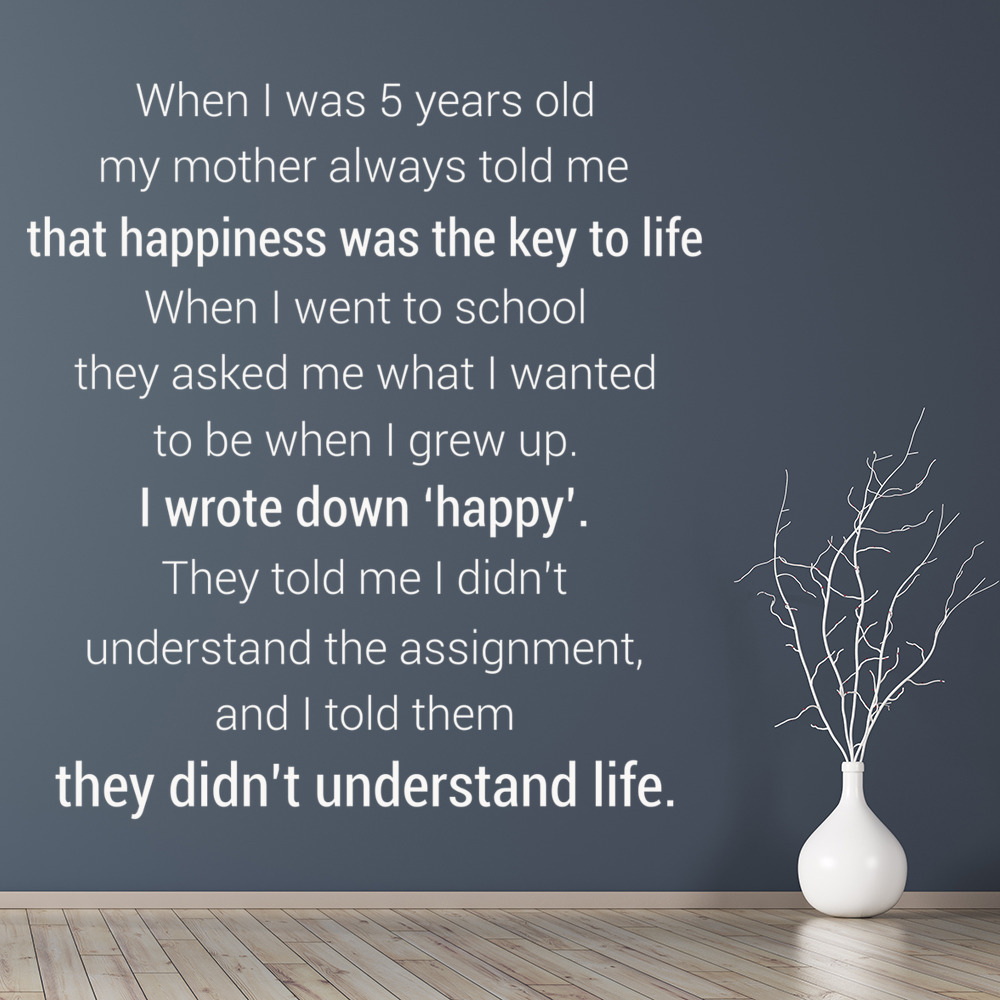 The Key To Life Inspirational Quote Wall Sticker
