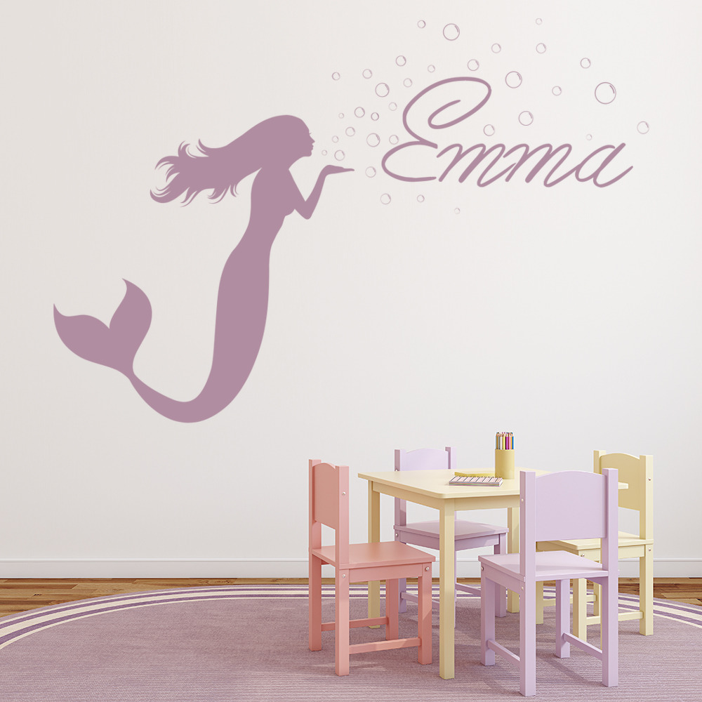 Personalised Name Mermaid Wall Sticker - Mod4