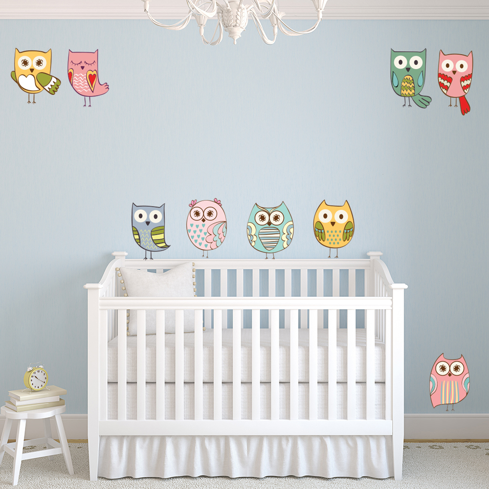 Cute Owls Wall Sticker Set