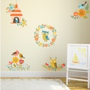 Floral Owl Flowers & Birds Wall Sticker Set