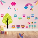 Rainbows, Clouds Owls Wall Sticker Set